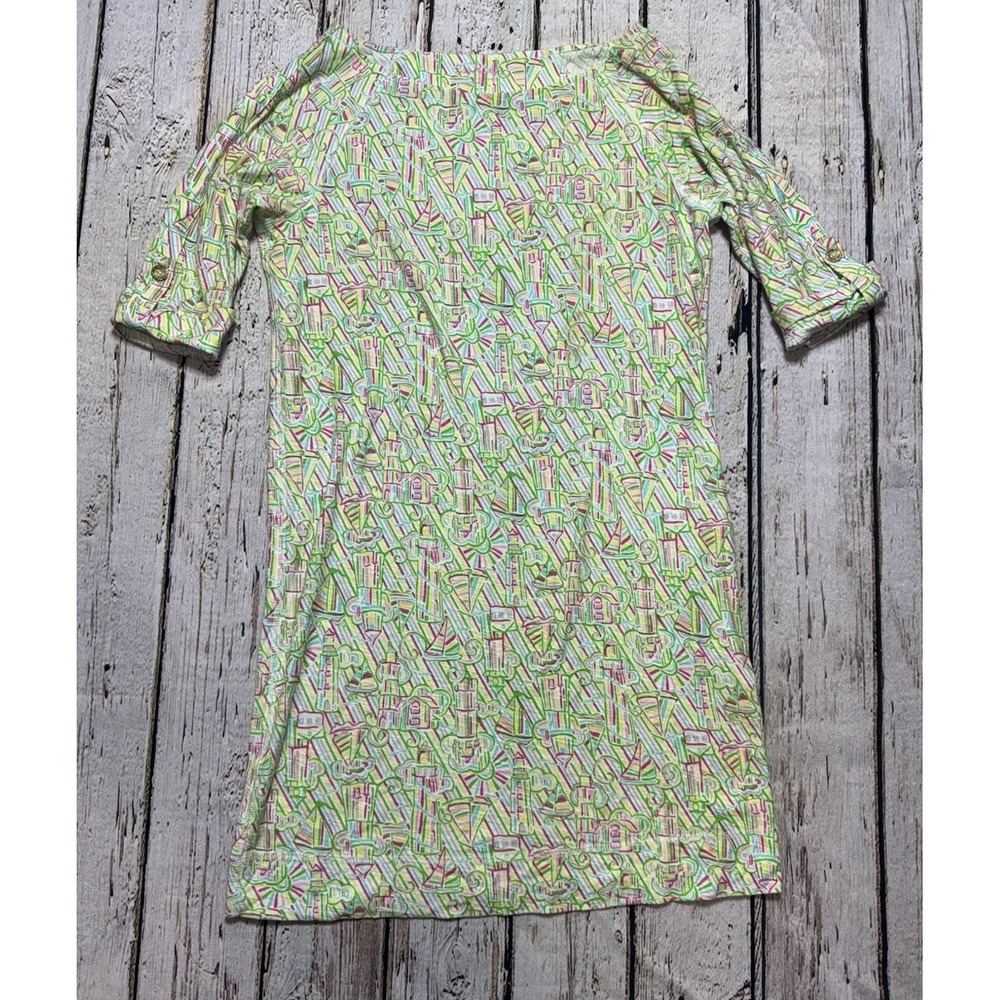 Lilly Pulitzer Guiding Light Lighthouse Boats Dress 3/4 sleeve 100% Cotton XS